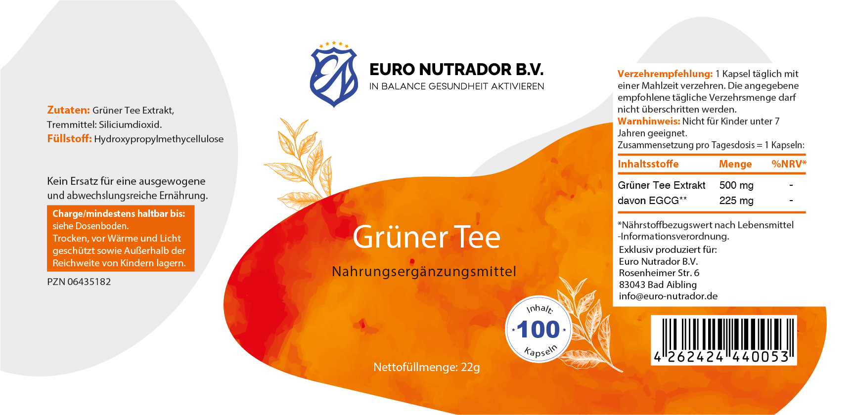 Grüner Tee 500 mg Kapseln